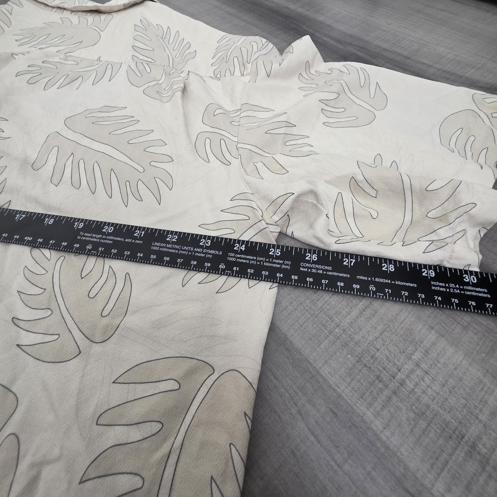 Aureus Hawaiian Shirt Mens XL Beige Short Sleeve Pocket Summer Silk Blend Summer - Picture 9 of 10